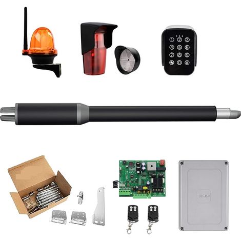Kit d'ouvre-portes automatiques Ouvre-porte automatique à balançoire simple - 10 pieds de long 450 lbs Ouvre-porte à verrouillage électrique avec contrôle Wifi solaire pour accessoires de portail coul (1/5)