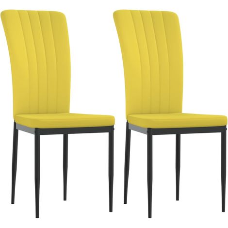 Chaises à manger lot de 2 Jaune moutarde Velours vidaXL (1/6)