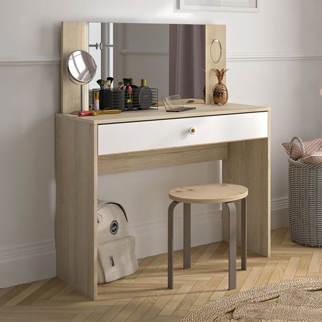CALICOSY - Coiffeuse avec 1 tiroir de rangement L94 cm - MAKEUP
