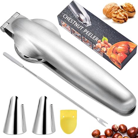 Pinza per castagne, pinze per castagne in acciaio inox, pinza per noci, pinza per nocciole, apri castagne, taglianoci, per castagne, nocciole, noci e altra frutta a guscio (M1) (1/5)