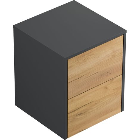 Design Nachttisch Concepto S 40cm hängend, 2 Pushauszüge Grafit Eiche