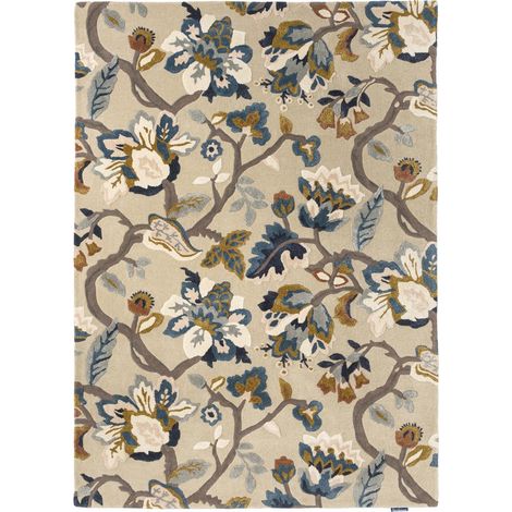 Tapis salon et chambre en laine 200x280 beige et bleu fait à la main (1/5)