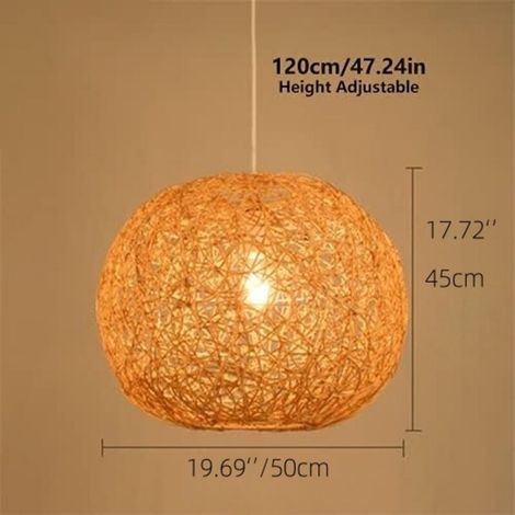 [Très grand]Suspension en Rotin Naturel Lustre Tissé À La Main Îlot De Cuisine Lampe Suspendue Ferme DropLights Café Librairie Couloir Luminaire (1/3)
