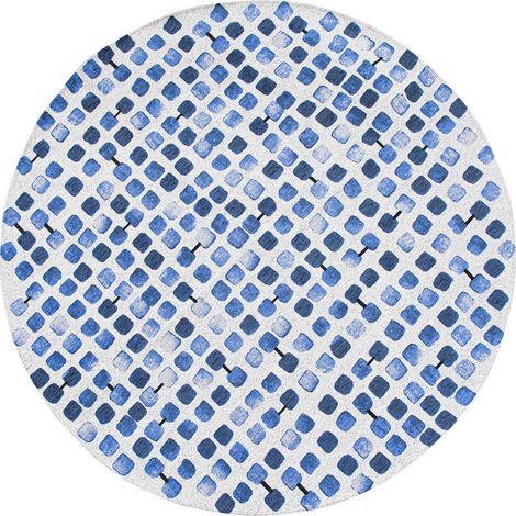 Tapis de salon Cobblestone Craft Collection 140x140 cm - Amparo Blues - Motifs Abstraits avec Dégradés, Texture Unique, Design Artistique