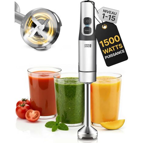 Mixeur plongeant 1500W Acier inoxydable - Gobelet doseur 800ml (1/5)