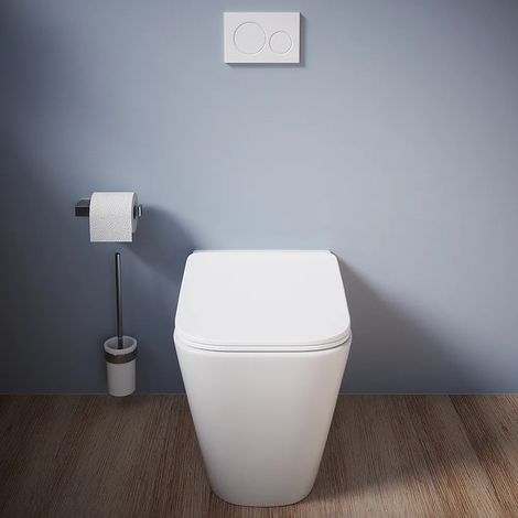 Toilette encastrée sans rebord en céramique blanc mat avec siège à fermeture progressive Mod. Kyoto