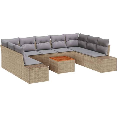Maison Exclusive - Garten-Sofa-Set mit Speicher 10 pcs Beige und
