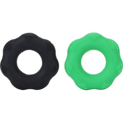 2pièces extenseur de doigts en silicone élastique 50lb pour hommes et femmes renforcement des mains - Poignée de préhension (Vert foncé+Noir) (1/5)
