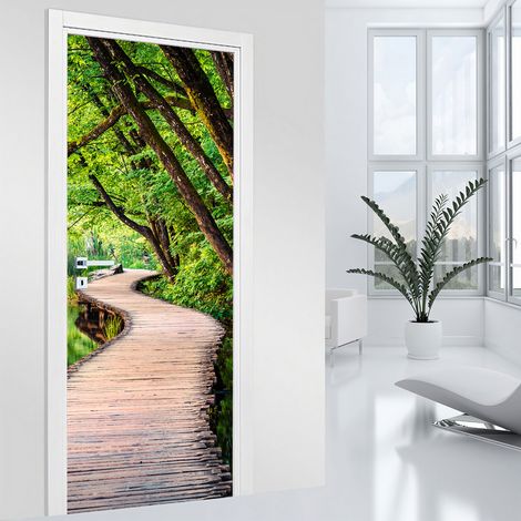 Stickers pour porte - Chemin forêt - 63 x 205 cm - Adhésif MAT (1/2)