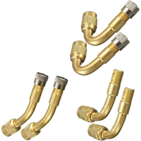 Rallonges de valve de pneu, lot de 6 rallonges coudées à 45°, 90° et 135°  kit d'adaptateurs universels en laiton pour pneus de vélo, moto et voiture. (1/5)