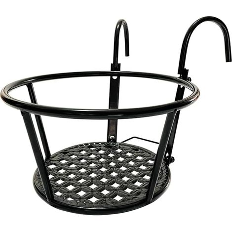 Lot de 2 Supports de Pots Fleurs Suspendus Amovibles pour l'intérieur et l'extérieur - Construction en métal Robuste avec Crochets pour balustrades et Accessoires muraux (1/5)