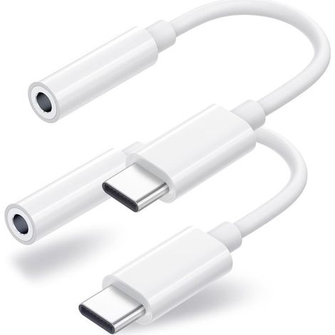 Paquete de 2 adaptadores USB-C a conector de auriculares de 3,5 mm y cable adaptador de audio USB-C a AUX. Compatible con iPhone 17/16/15，3,5 mm (1/5)