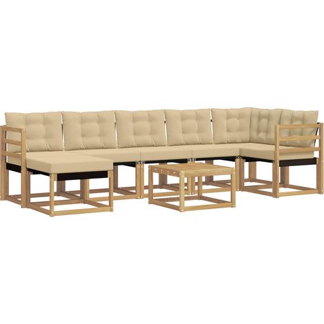 Outdoor Sofa Set with Cushion 8 pcs White and Beige vidaXL (1/5)