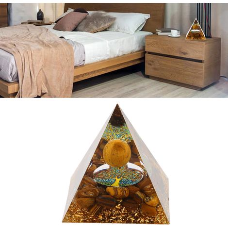 Ornement Pyramide Époxy Naturel Triangle Chance Équilibre Énergie Positive Déco Bureau Bibliothèque Yoga Méditation (1/5)