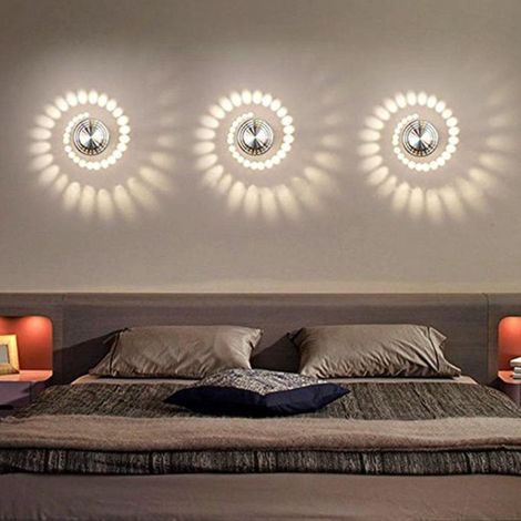 Applique Murale Interieur LED Effet Moderne 3W Blanc Chaud en Aluminium Lampe de Mur Decorative Pour Chambre Enfant Couloir Hôtel Restaurant Cuisine Salle à Manger (1/4)