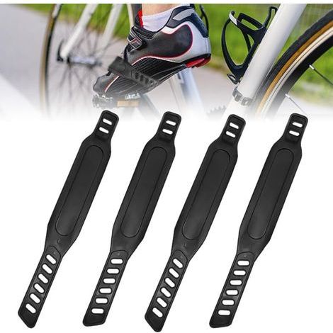2 Paires Sangle de Pédale de Vélo, Sangle de Pédale Vélo d'Appartement, Sangles de Pédale Réglables, Courroie de Vélo avec Attache Caoutchouc pour la Plupart des Vélos, Noir