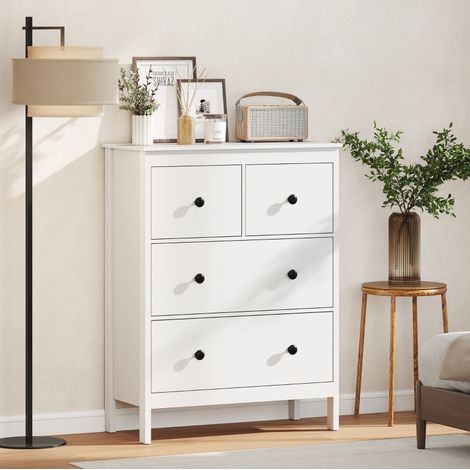 cassettiera 4 cassetti 74 cm bianca guide fluide OKMYHOME (1/5)