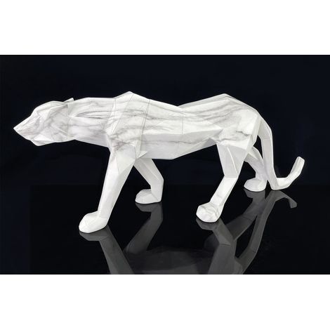 Sculpture moderne panthère blanche effet marbre 68 cm