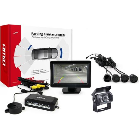 Kit de sensores de estacionamiento TFT01 de 4,3" con cámara HD-501-IR, 4 sensores, negro (1/5)