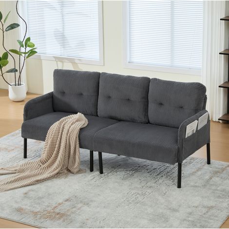 Sofá 3 plazas con bolsillo lateral de corduroy OKMYHOME (1/5)
