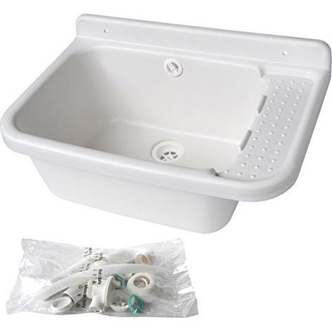 La Ventilazione LAVSG60 Evier Pilozzo en resine blanc, 600 x 420 x 300 mm