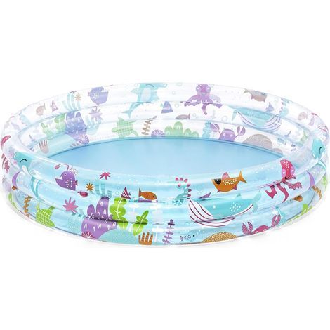 Bestway aufblasbarer Pool für Kinder, drei Ringe, tiefes Eintauchen – 152 cm x 152 cm x 30 cm – mehrfarbig (1/5)