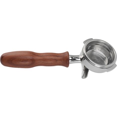 Porte-filtre à café 58 mm en acier inoxydable, 2 oreilles, porte-filtre amovible avec poignée en bois et double bec verseur pour machine à café Nuova Style 3 (1/5)