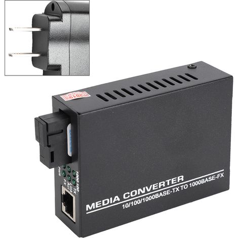 Convertisseur Fibre Optique Média 1000Mbps, Émetteur-Récepteur Monomode, Alimentation 100-240V AC (1/5)