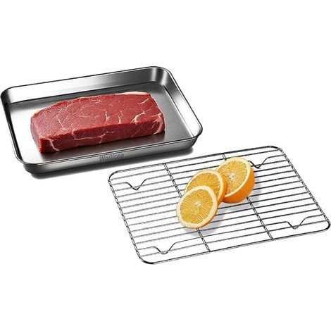 Stainless Steel Baking Tray with Cooling Rack - Oven Tray for Baking, Roasting, Cooling and Draining (1/3)