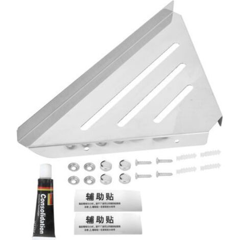 Organisateur de rack d'angle de douche triangulaire en acier inoxydable Organisateur de rack de coin pour salle de bain (type de poinçonnage gratuit) (1/5)