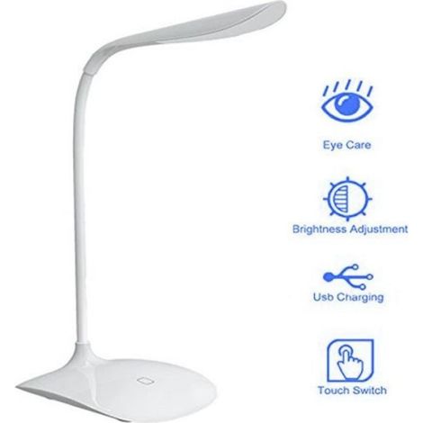 LED Lampe de Bureau Lecture 3 Niveaux de Luminosité Rechargeable flexible lumière de LED lampe de chevet USB tactile capteur (1/4)