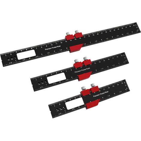 Règle à calcul en T (lot de 3) en alliage d'aluminium, haute précision, avec rail en T, pour traçage et équerre (160 mm, 200 mm, 300 mm). (1/5)