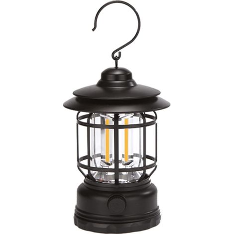 Lampe d'éclairage d'urgence LED suspendue avec technologie COB, style rétro, idéale pour le camping, le jardin ou la tente, cadeau parfait pour une nouvelle voiture (noir, taille unique) (1/5)