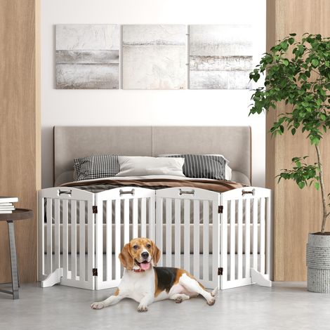 Barrière pour chien pliable à 4 panneaux, autoportante, 207,5 x 30 x 61 cm, blanche OKMYHOME (1/5)