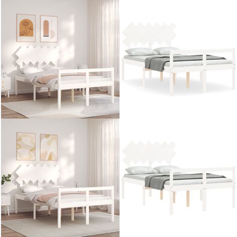 Lit pour personne âgée sans matelas blanc bois massif - Bois massif - Lit sans matelas (1/5)