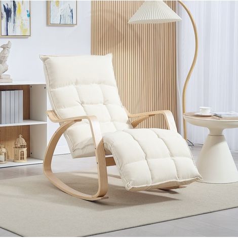 fauteuil salon a bascule relaxant 120 kg blanc creme OKMYHOME (1/3)