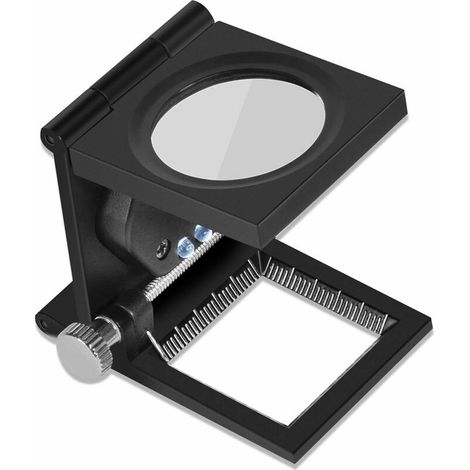 Mini lente d'ingrandimento pieghevole, lente d'ingrandimento pieghevole 10x in lega di zinco con scala graduata, lente d'ingrandimento tascabile in lega di zinco per ottica, tessuti e gioielli. (1/5)