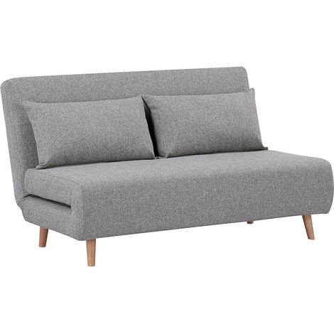 BREWEN - Chauffeuse 2 Places Convertible Tissu Gris Chiné avec Coussin (1/5)