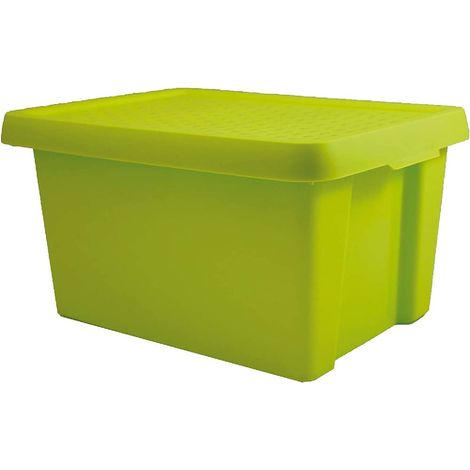 CURVER BOÎTE DE RANGEMENT ESSENTIALS 16L AVEC COUVERCLE - RANGEMENT MULTIUSAGE, EMPILABLE ET EMBOÎTABLE -FOND RENFORCÉ - 29,8X39
