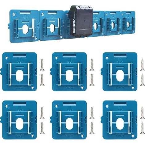 6 Pack Battery Holder for GBA18V Battery Holder Wall Mount Fits Battery 2.0Ah 3.0Ah 4.0Ah 5.0Ah with 12 Screws (1/5)