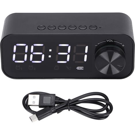 Radio-réveil portable multifonction B126 BT avec haut-parleur et alarme réglable, noir.