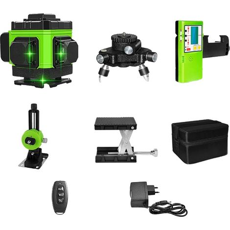 Niveau Laser, 12 Lignes, Faisceau Vert, Auto-Nivelant (1/2)