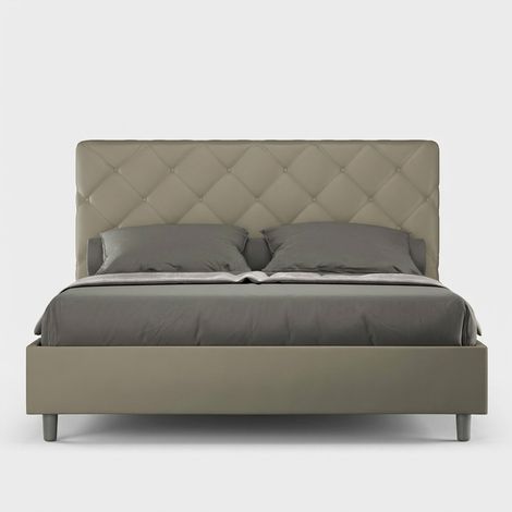 Letto matrimoniale 160x200 imbottito contenitore moderno Priya M1  Colore: Marrone - Versione: Modello standard