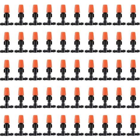 50 Goutteurs, Débit réglable, Plastique orange, Arrosage précis, Pour jardin serre terrasse (1/5)