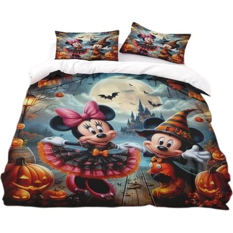Parure de lit Mickey Mouse Halloween, linge de lit enfant/ado, microfibre, 1 place, 2 places, king size (264 x 229 cm) (1/5)