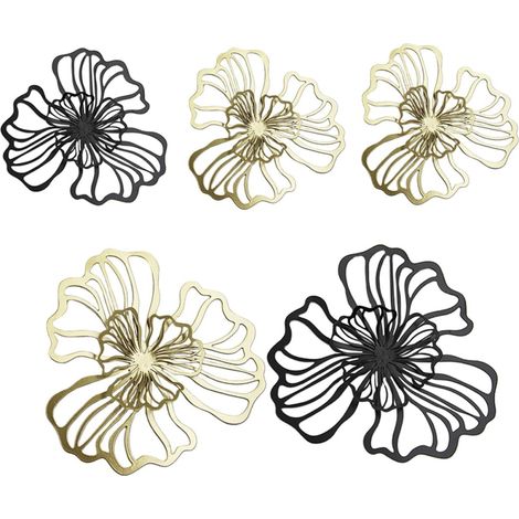 Décoration Murale Métal Fleur Artistique en 5 Pièces, Ornement Délicat et Réaliste pour Salon ou Jardin, Facile à Installer et Présent pour Pendaison de Crémaillère (1/5)