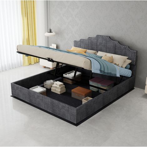 letto matrimoniale 160x200 testiera geometrica grigio OKMYHOME (1/5)