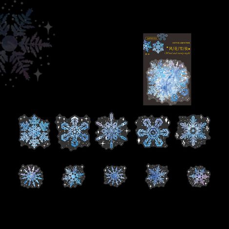 „Schöner Tag“-Haustieraufkleber – Serie „Schneenacht“ – Tagebuchdekoration mit Schneeflockenmotiv (20 Blatt) – von Luo Bing (1/5)