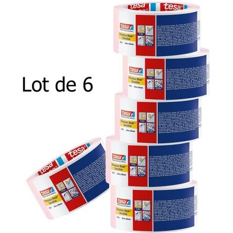 Ruban masquage Lot de 6 TESA KREPP - masquage supérieur délicat - Largeur 50mm (1/2)