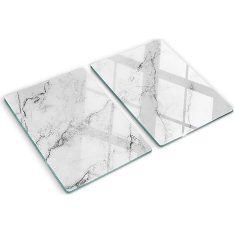 Planche de cuisine, couvre plaque, verre planche découper, verre trempé – 2 x 40 x 52 cm - Marbre